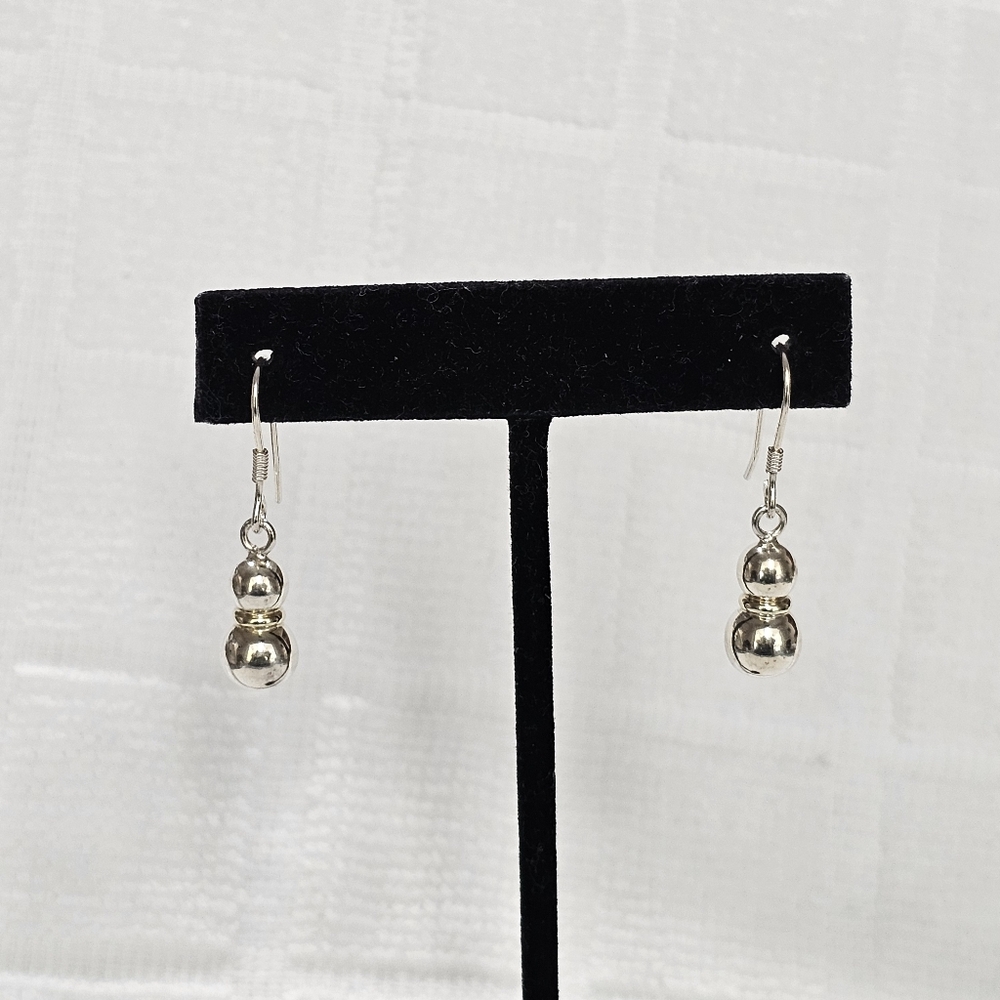 Silpada 925 Silver Double Ball Bead Drop Earrings - Picture 4 of 8